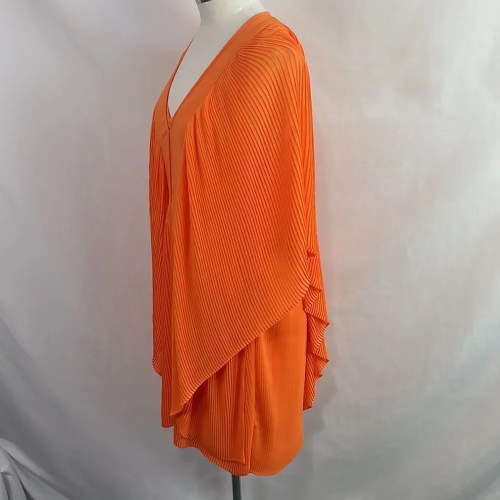 Orange Pleated Mini Dress - Picture 2 of 7